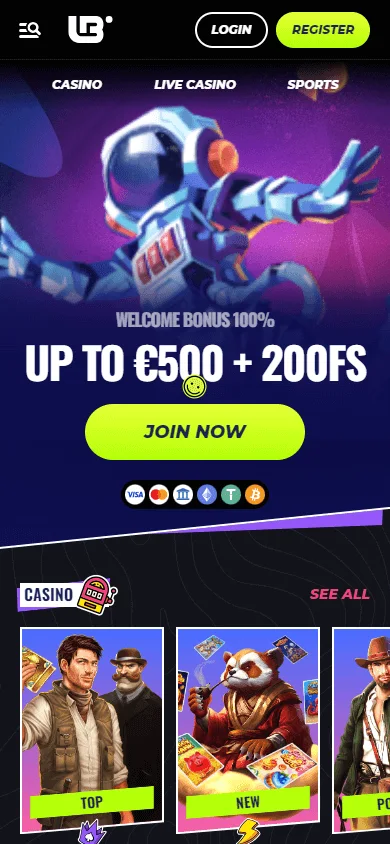 Lunubet Casino mobile browser home interface on a phone